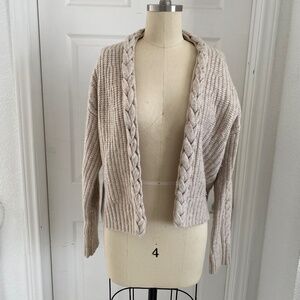 Beige Braided Cardigan